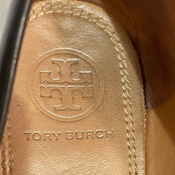 TORY BURCH Everly Cap Toe Ballet Flats 8 Leather Black - Picture 4 of 10